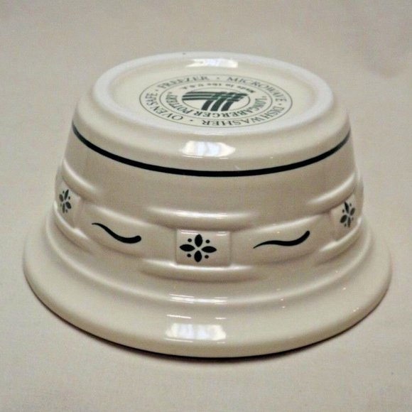 Longaberger Pottery Woven Traditions Heritage Green Small Covered Dish 1994 - Picture 8 of 11